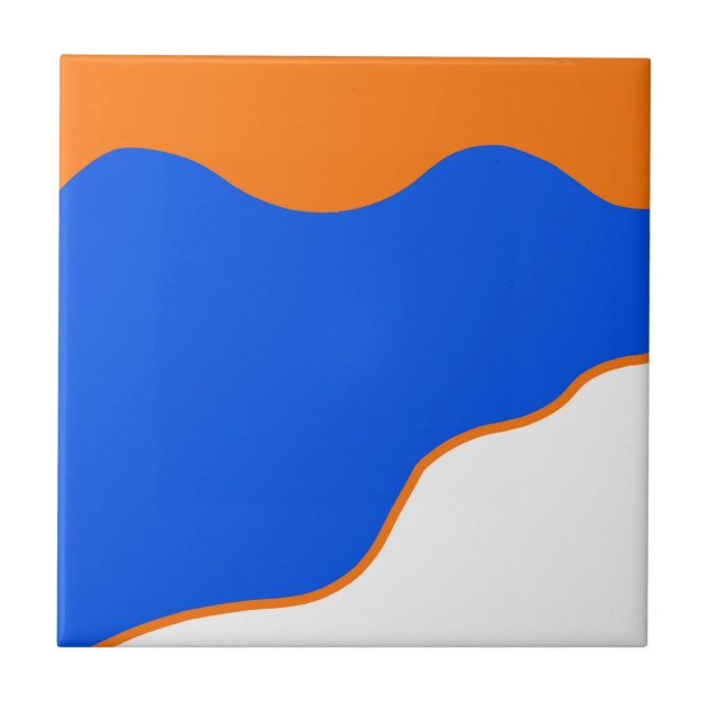 Abstrakter Kunstschatz Pasta Orange Blue Fliese (Vorderseite)