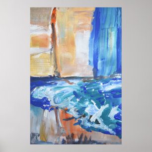 Abstrakter Küstenwasserfall Poster