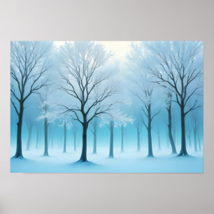 Abstrakter Landschaftsbaum Winterlandschaft Hinter Poster