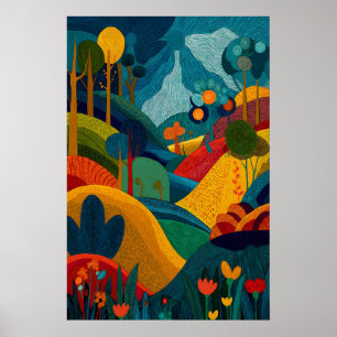 Abstrakter Landschaftskunst-Druck Vibrante moderne Poster
