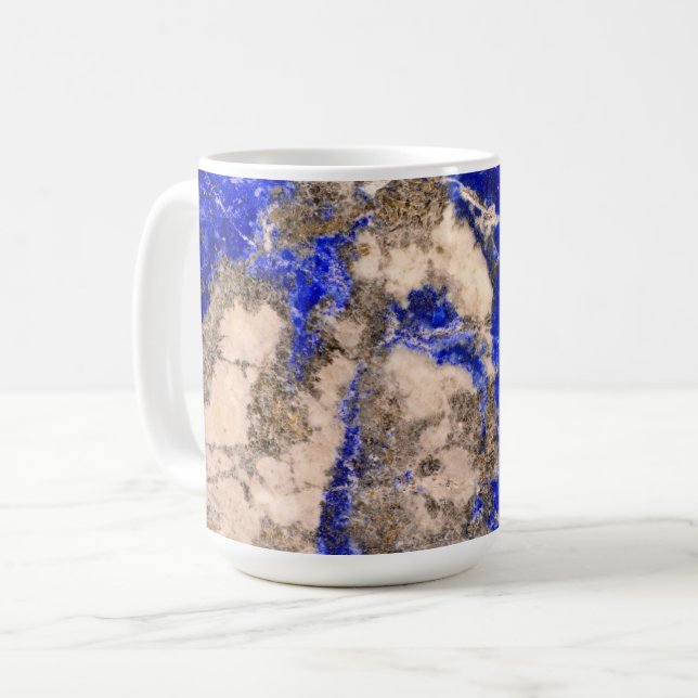 Abstrakter Lapis Lazuli Blue Granit Kaffeetasse (Vorderseite Links)