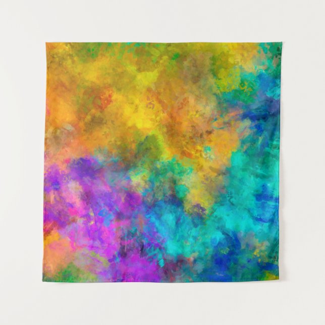 abstrakter, lebendiger Regenbogen-Hintergrund Wandteppich (Vorderseite)