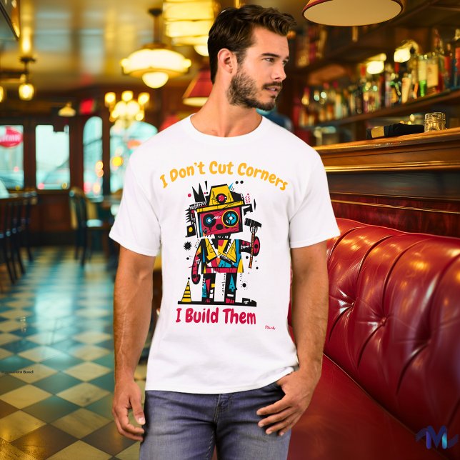 Abstrakter, lebendiger Robot Builder Graphic T - S T-Shirt (Von Creator hochgeladen)