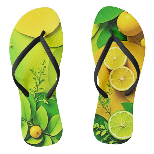 Abstrakter Lemon Limon Nature Art Flip Flops (Fußbett)