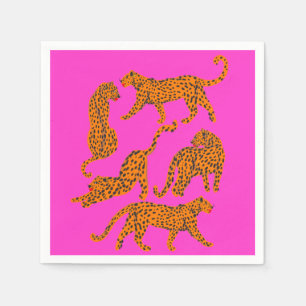 Abstrakter Leopard mit roten Lippen, Illustrations Serviette