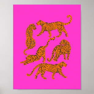 Abstrakter Leopard mit roter Lippe Poster