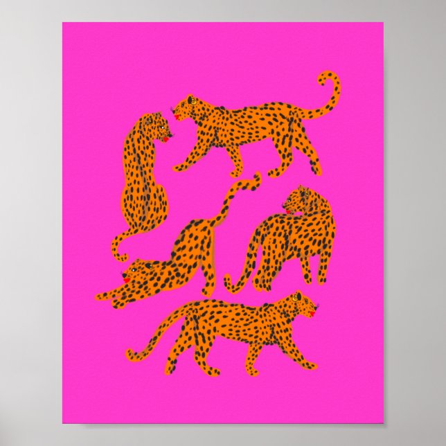 Abstrakter Leopard mit roter Lippe Poster (Vorne)