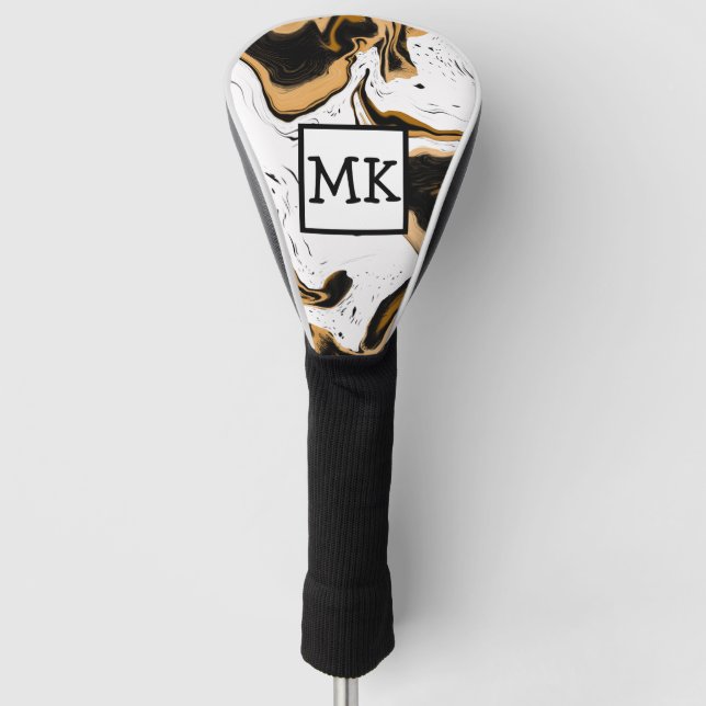 Abstrakter Leopard Print Marble Wirbel Fluid Art Golf Headcover (Vorderseite)