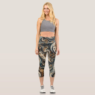 Abstrakter Leoparden-Druck Wirbel Capri Leggings