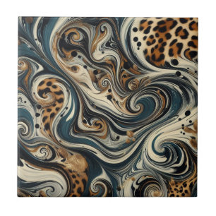 Abstrakter Leopardenprint Wirbel Fliese