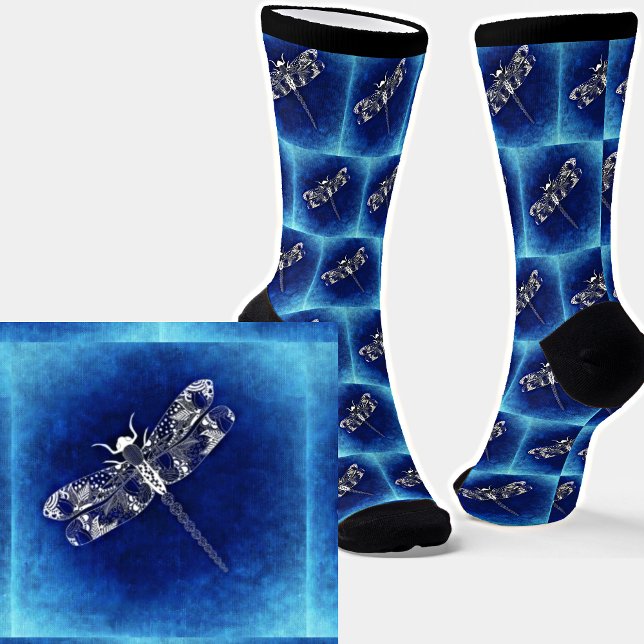 Abstrakter Libelle auf Blau  Socken (Von Creator hochgeladen)