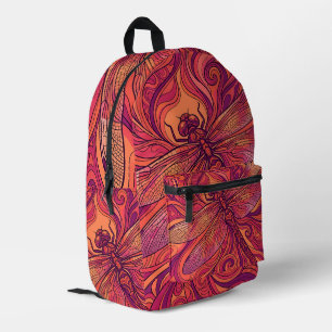 Abstrakter Libellen-Sonnenuntergang-Orange-Linien- Bedruckter Rucksack