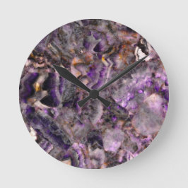 Abstrakter lila Amethystquartz-Marmorgranit Runde Wanduhr
