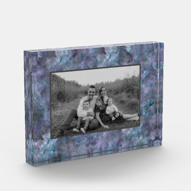 Abstrakter lila aquamariner Quarzgranit Fotoblock (Links)