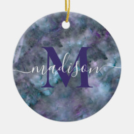 Abstrakter lila aquamariner Quarzgranit Keramik Ornament