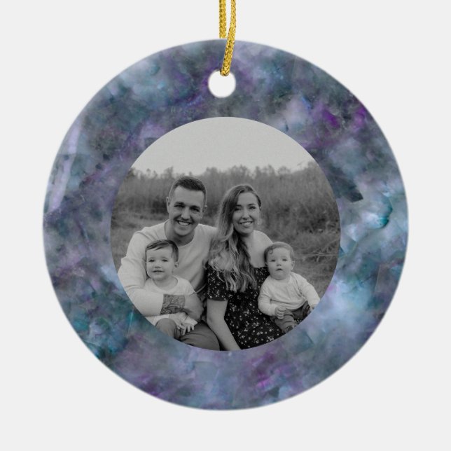 Abstrakter lila aquamariner Quarzgranit Keramik Ornament (Vorne)