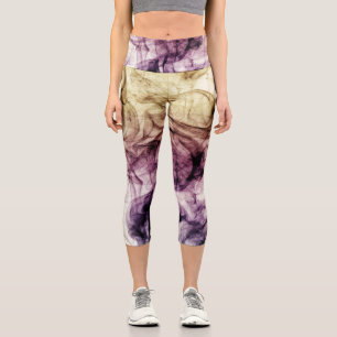 Abstrakter Lila Braunrockenstaub Capri Leggings