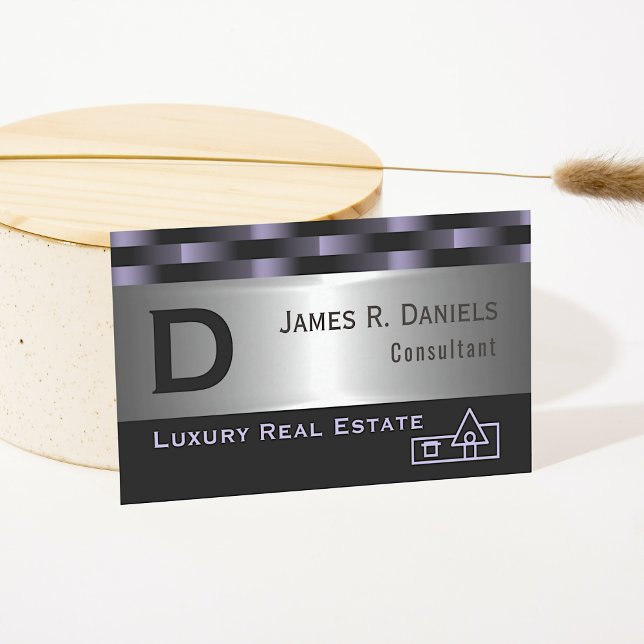 Abstrakter Lila Luxus Silver Metallic Art Pattern Visitenkarte (Von Creator hochgeladen)