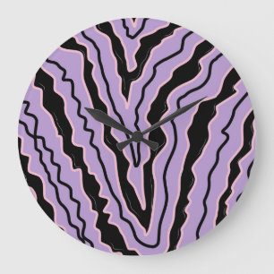 Abstrakter Lila Marble Boho Groovy Muster Große Wanduhr