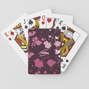 Abstrakter Lila rosafarbener Spritzer Splash Drops Spielkarten