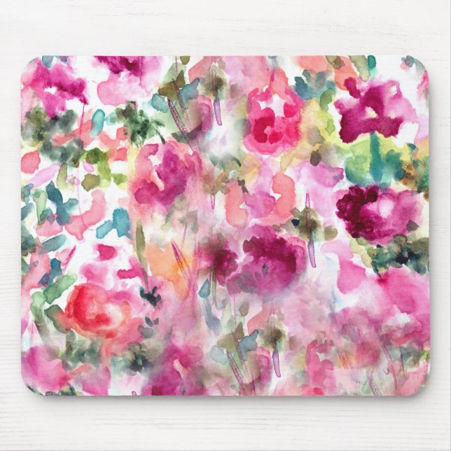 Abstrakter lila Watercolor-Blumenhintergrund Mousepad (Vorne)