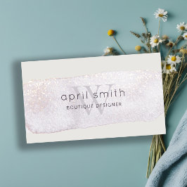 Abstrakter Lilac Brush Stoß Monogram Glitzer Visitenkarte