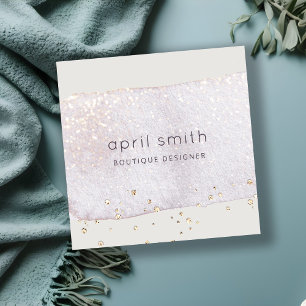 Abstrakter Lilac Pinselstrich Wasserfarbener Glitz Quadratische Visitenkarte