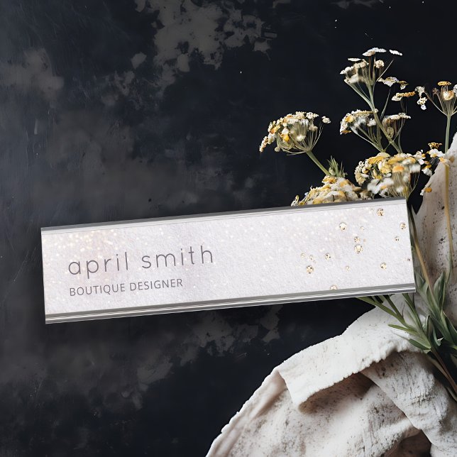 Abstrakter Lilac Pinselstrich Wasserfarbener Glitz Schreibtischnamensplakette (Von Creator hochgeladen)