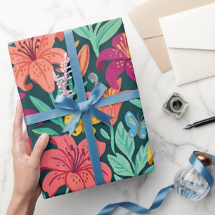 Abstrakter Lilien-Garten Geschenkpapier