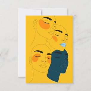 Abstrakter Linienstil-Kunstprint, Vier überlappend Dankeskarte