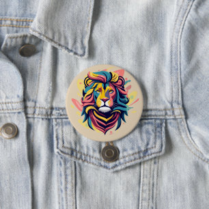 Abstrakter Lion Head Art Button