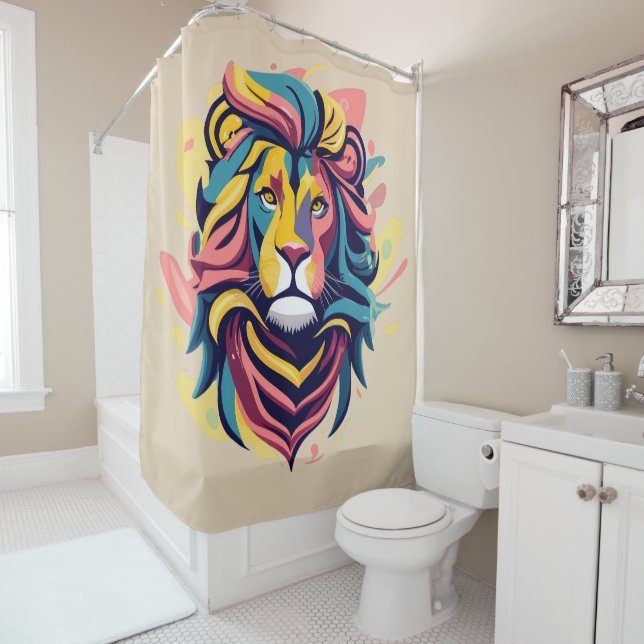 Abstrakter Lion Head Art Duschvorhang (Beispiel)