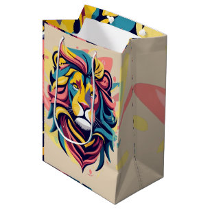 Abstrakter Lion Head Art Mittlere Geschenktüte
