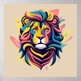 Abstrakter Lion Head Art Poster