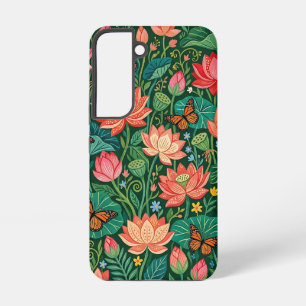 Abstrakter Lotusgarten Schmetterlinge Samsung Hüll Galaxy Hülle