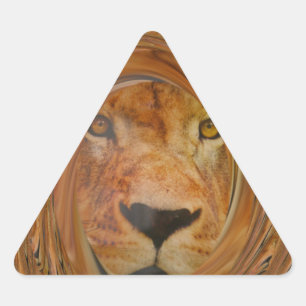 Abstrakter Löwen-Safari-Kunstprint Dreieckiger Aufkleber