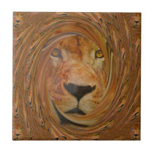 Abstrakter Löwen-Safari-Kunstprint Fliese