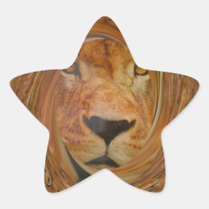 Abstrakter Löwen-Safari-Kunstprint Stern-Aufkleber