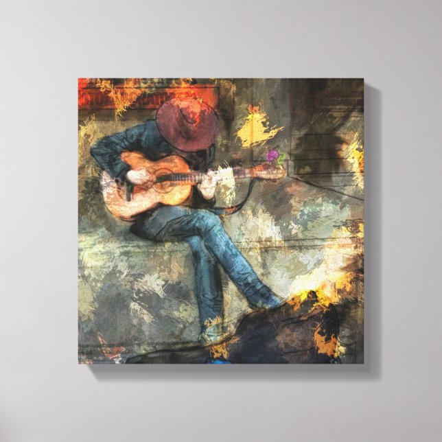 Abstrakter Mann spielt Gitarre - Wand Art Decor. Leinwanddruck (Vorderseite)