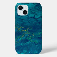 Abstrakter Marmor, blau-gelb, mosaik Fluid Art