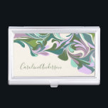 Abstrakter Marmor im Lila und grünen Personalisier Visitenkarten Dose<br><div class="desc">Abstrakter Marmor im Fall Lila und grüner Personalisierter Visitenkarten</div>