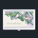Abstrakter Marmor im Lila und grünen Personalisier Visitenkarten Dose<br><div class="desc">Abstrakter Marmor im Fall Lila und grüner Personalisierter Visitenkarten</div>