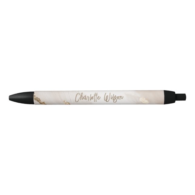 Abstrakter Marmor mit Golden Glitzer Monogramm Kugelschreiber (Vorderseite)