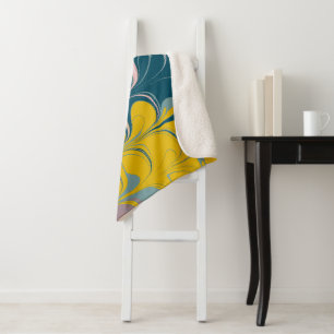 Abstrakter Marmor Modernes Ebru Muster Aquamarin u Sherpadecke