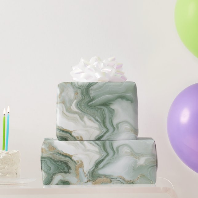 Abstrakter Marmor Sagegrün Geschenkpapier (Partygeschenke)