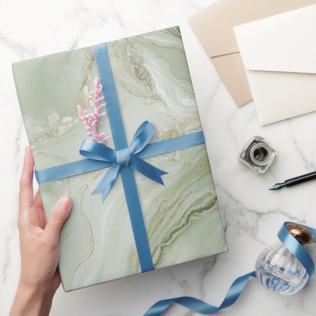 Abstrakter Marmor Sagegrün Geschenkpapier (Schenken)