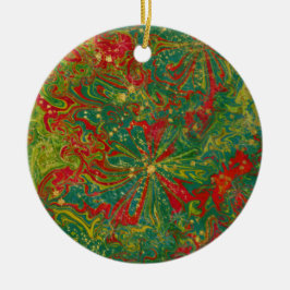 Abstrakter Marmor von Christmas Green Red Gold Keramik Ornament