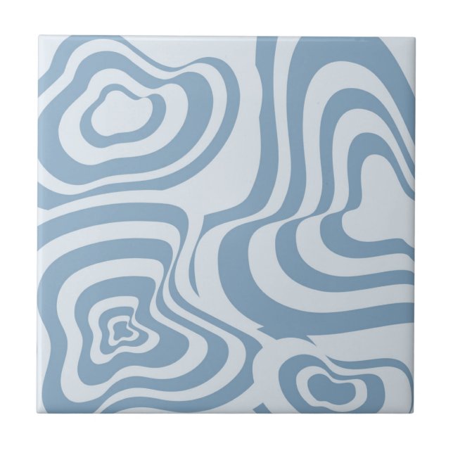 Abstrakter Marmor Wavy Stripe Blue Retro Fett mode Fliese (Vorderseite)