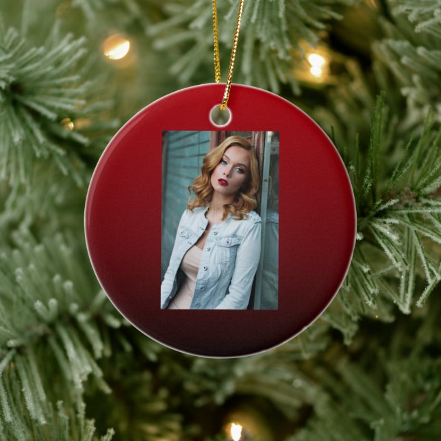 abstrakter Marsala-Rotburgunder Keramik Ornament (Baum)