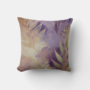 Abstrakter Mauve-Golden Leaf Artwork Style19 Kissen
